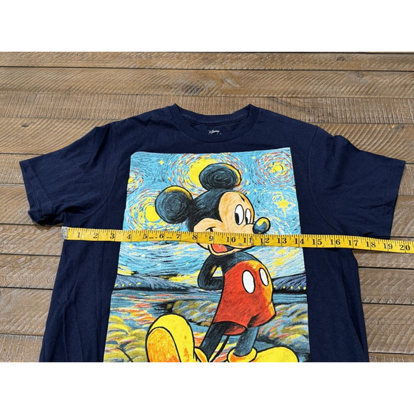 Disney Mickey Mouse Blue Van Gogh Screen T-Shirt - Size S - Picture 4 of 6